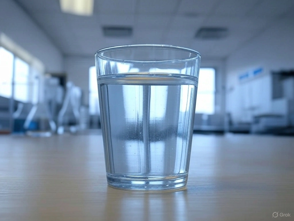 Vaso con agua en laboratorio