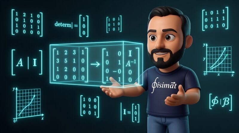 Ing. Carlos Julián explicando el cálculo de la matriz inversa por Gauss-Jordan y matriz adjunta en Fisimat 3D