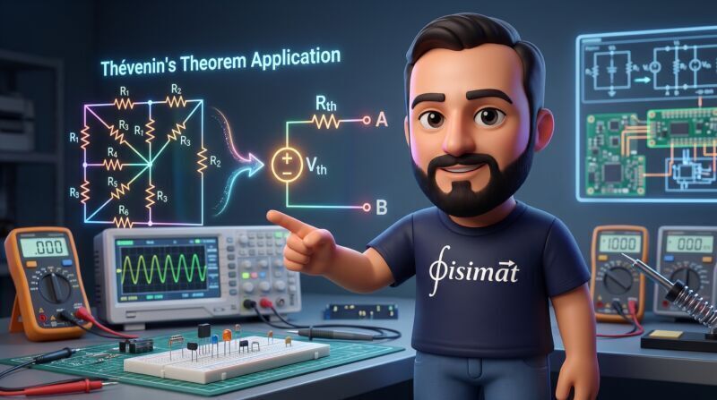 Ing. Carlos Julián explicando la reducción de circuitos mediante el Teorema de Thévenin en Fisimat 3D